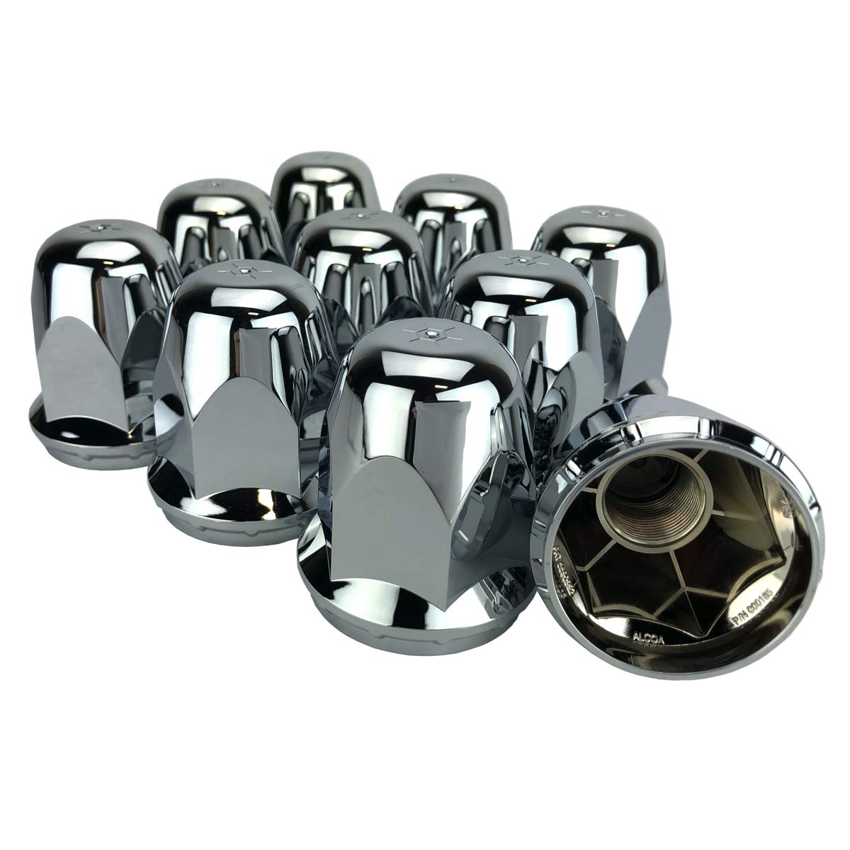 ALCOA, BRAND, CATEGORY, LUG NUT COVERS, 10 ALCOA 33mm Chrome Screw On Hex Lug Nut Covers with Flange for hub Covers