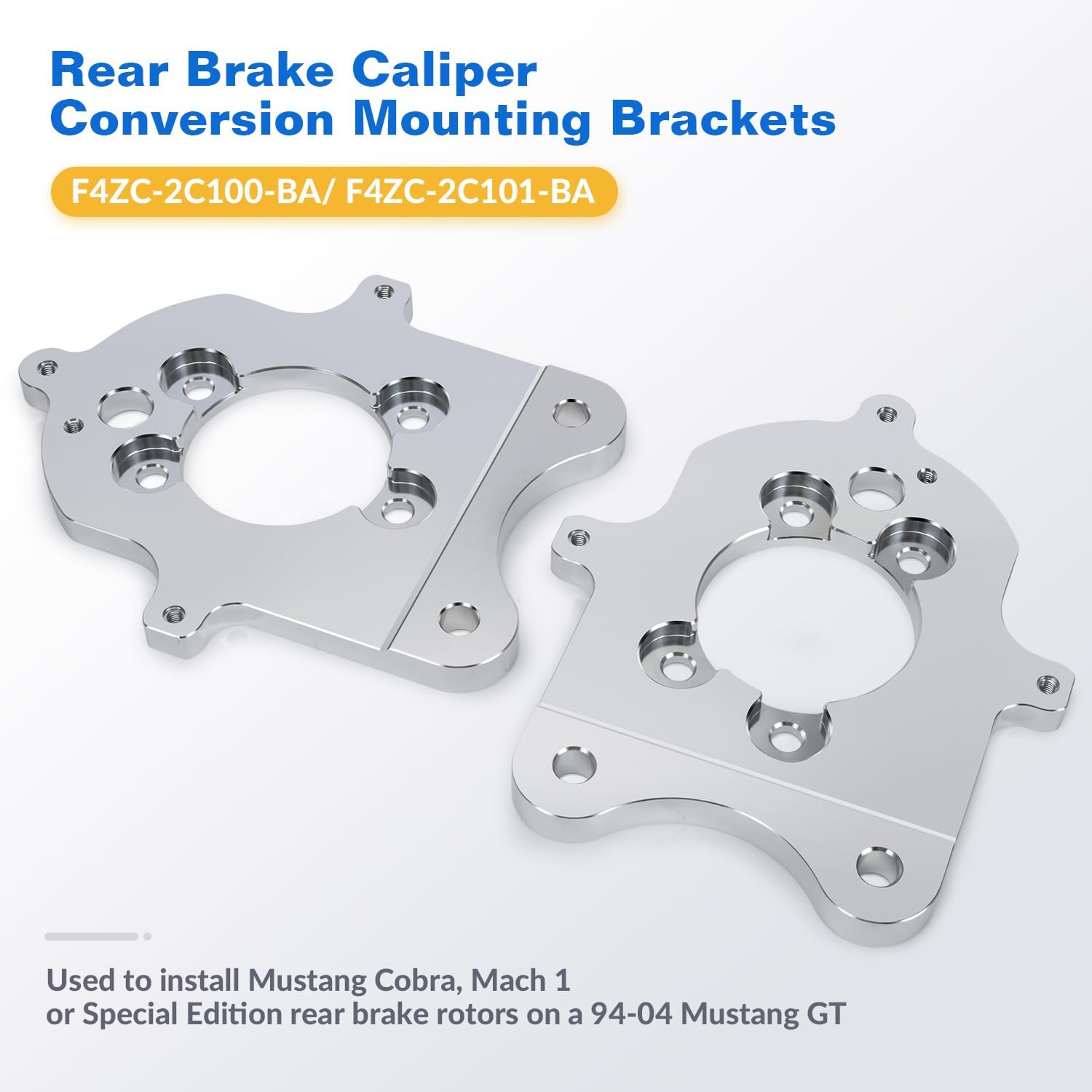 BRAND, CALIPER BRACKETS, CATEGORY, PQY, 11.65" Rear Brake Conversion Bracket Set Brake Caliper Brackets Compaible with 94-04 Ford Mustang GT V6 SN95 Cobra Replace F4ZC-2C100-BA/ F4ZC-2C101-BA