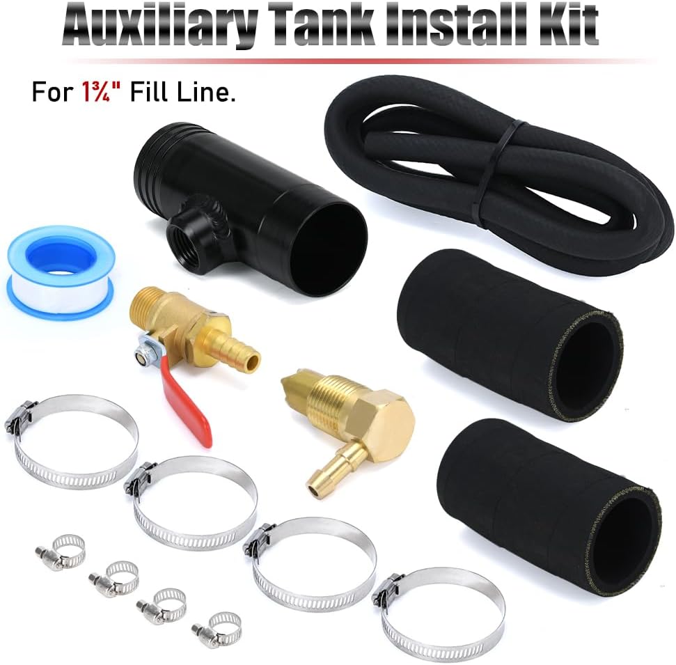 BRAND, CATEGORY, FUEL TANKS, PQY, 11025 Auxiliary Fuel Tank Install Kit Compatible with Rds Auxiliary Fuel Tank Gravity Fueled Auxiliary Fuel Tank and Newer Models with 1 1/2" Fill Line