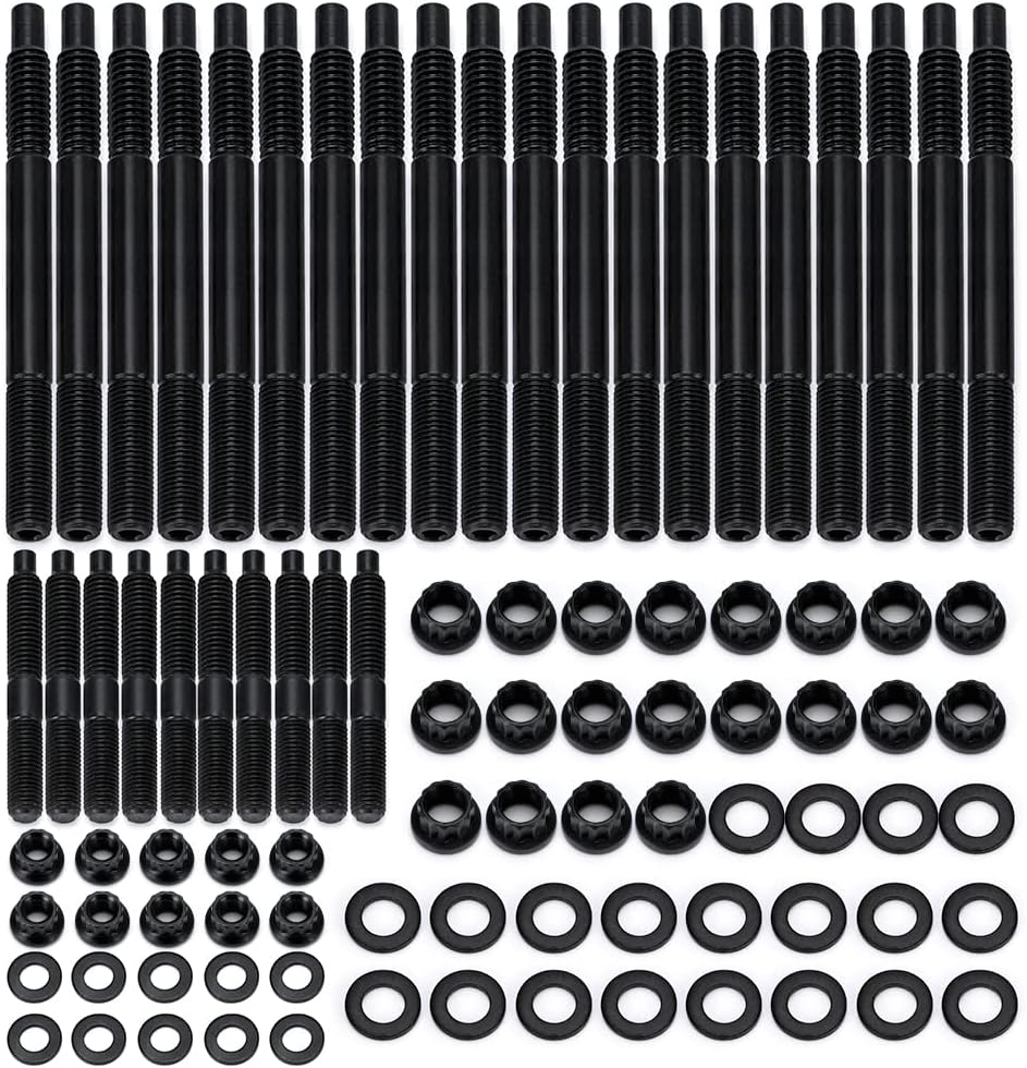 BRAND, CATEGORY, HEAD BOLT SETS, PQY, 12-Point Cylinder Gasket Head Stud Bolts Nuts Kit Compatible with 04-19 Chevy LS1 LS3 5.3L 5.7L 6.0L Engines​ 234-4317