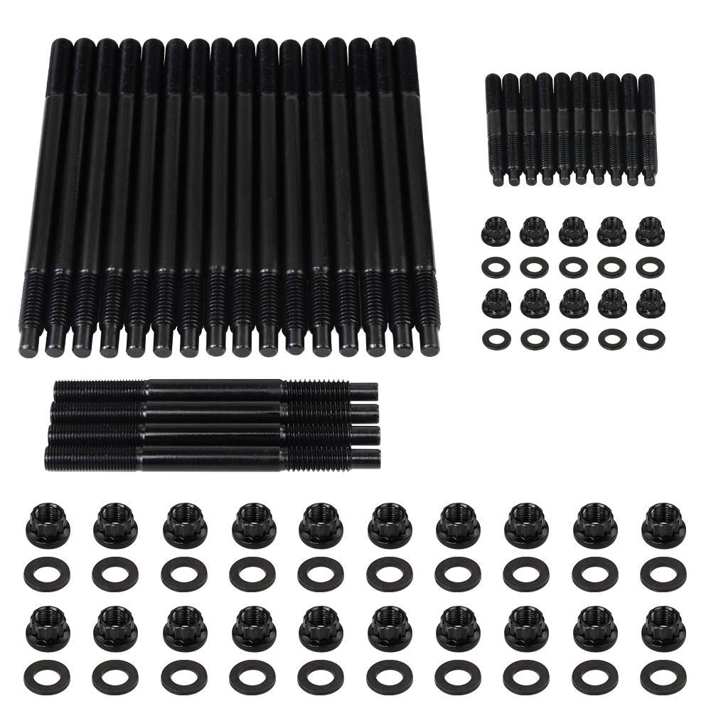 BRAND, CATEGORY, HEAD BOLT SETS, PQY, 12-Point Cylinder Gasket Head Stud Bolts Nuts Kit Compatible with 97-03 Chevy LS1 LQ9 LS6 4.8L 5.3L 5.7L 6.0L Engines