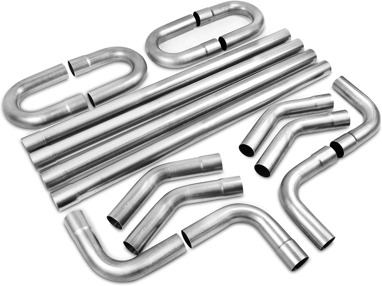 BRAND, CATEGORY, EXHAUST PIPES & TIPS, JY PERFORMANCE, JY PERFORMANCE 3 Inch Universal T304 Stainless Steel Exhaust Pipe Tubing Kit 16 Gauge Custom Straight U Bend 45 & 90 Degree Mandrel 16PCS