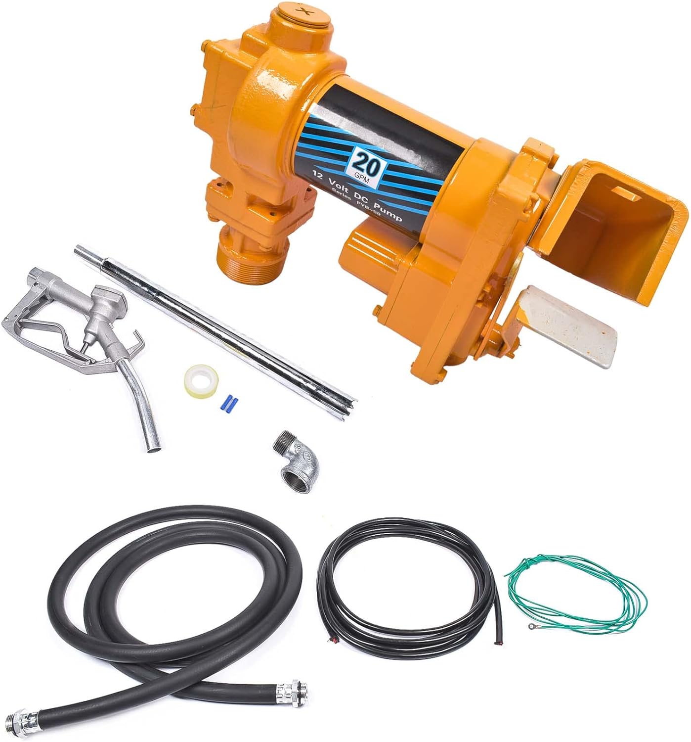 BRAND, CATEGORY, ELECTRIC FUEL PUMPS, WEONEFIT, 20GPM 12V High-Flow Red Fuel Transfer Pump with Discharge Hose & Manual Nozzle for Transfer of Gasoline Diesel Kerosene Ethanol & Methanol Blends & Biodiesel - Cast Iron Heavy Duty Pump