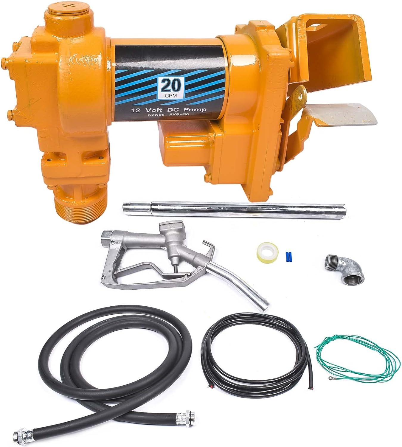 BRAND, CATEGORY, ELECTRIC FUEL PUMPS, WEONEFIT, 20GPM 12V High-Flow Red Fuel Transfer Pump with Discharge Hose & Manual Nozzle for Transfer of Gasoline Diesel Kerosene Ethanol & Methanol Blends & Biodiesel - Cast Iron Heavy Duty Pump