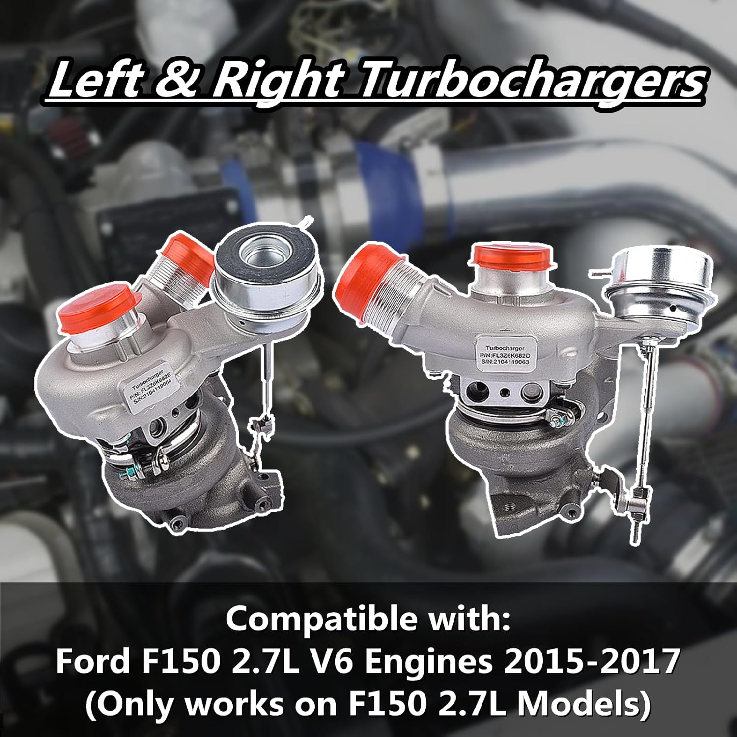 BRAND, CATEGORY, TURBOCHARGERS, WEONEFIT, 2PCS Left & Right Turbochargers FL3Z6K682A JT4Z6K682B Replacement for Ford F150 2.7L V6 Engines 2015-2017 OE# FL3Z6K682D FL3Z6K682C JT4E6K682AC 53039700407 Weonefit