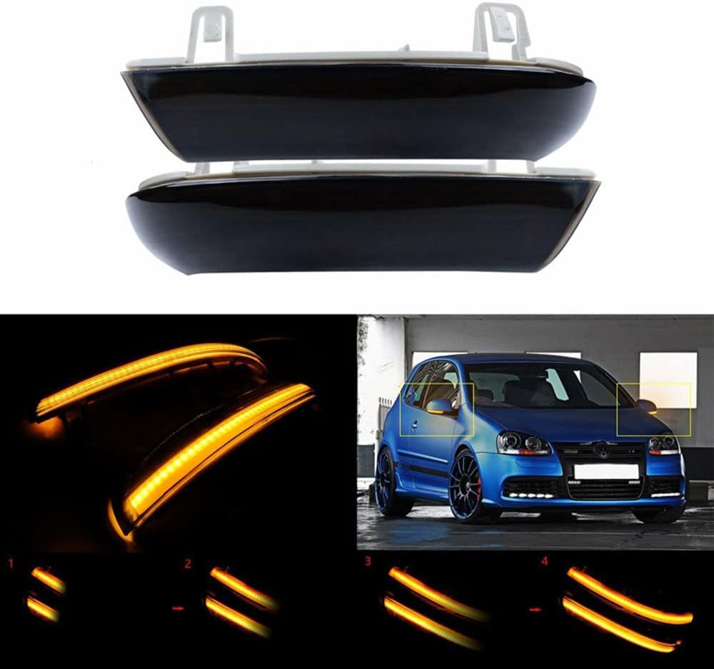 BRAND, CATEGORY, POKEAT, TURN SIGNAL ASSEMBLIES & LENSES, 2Pcs Mirror Indicator Dynamic Led Turn Signal Light Wing Mirror Indicator Led Fender Turn Lights Suitable for Skoda for Superb B5 2002-2008 1K0949101