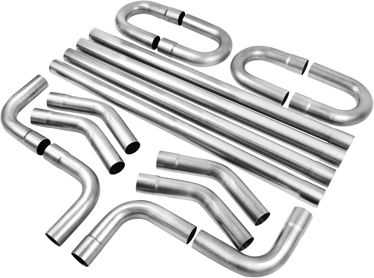 BRAND, CATEGORY, EXHAUST PIPES & TIPS, YOLANDO, JY PERFORMANCE 2.25'' Custom Exhaust Kit 16 Gauge Mild Steel Tubing Mandrel Bend Pipe Straight & U-Bend Universal 2 1/4'' Inch OD - 16PCS