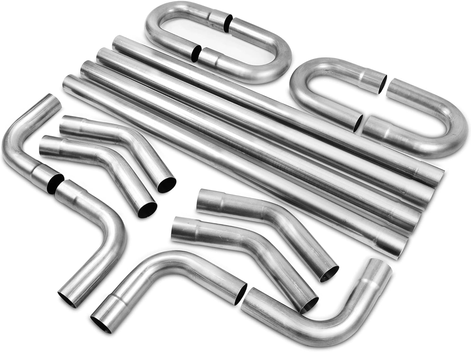 BRAND, CATEGORY, EXHAUST PIPES & TIPS, YOLANDO, 3'' Custom Exhaust Kit Universal Mild Steel 16 Gauge Tubing Mandrel Bend Pipe Straight & U-Bend (16PCS, 2 Packs)