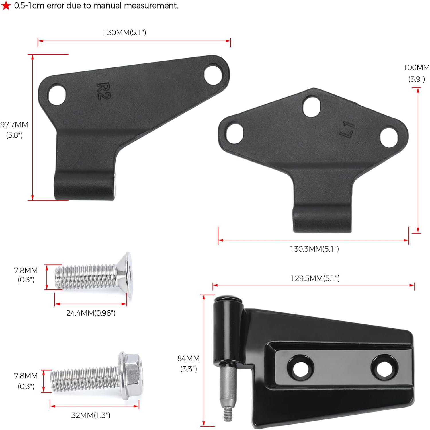 BRAND, CATEGORY, DOORS, PQY, 4 Door Hinge Assembly Kit Inner and Outer Door Hinges Set Compatible with Jeep JK Wrangler 2007-2018