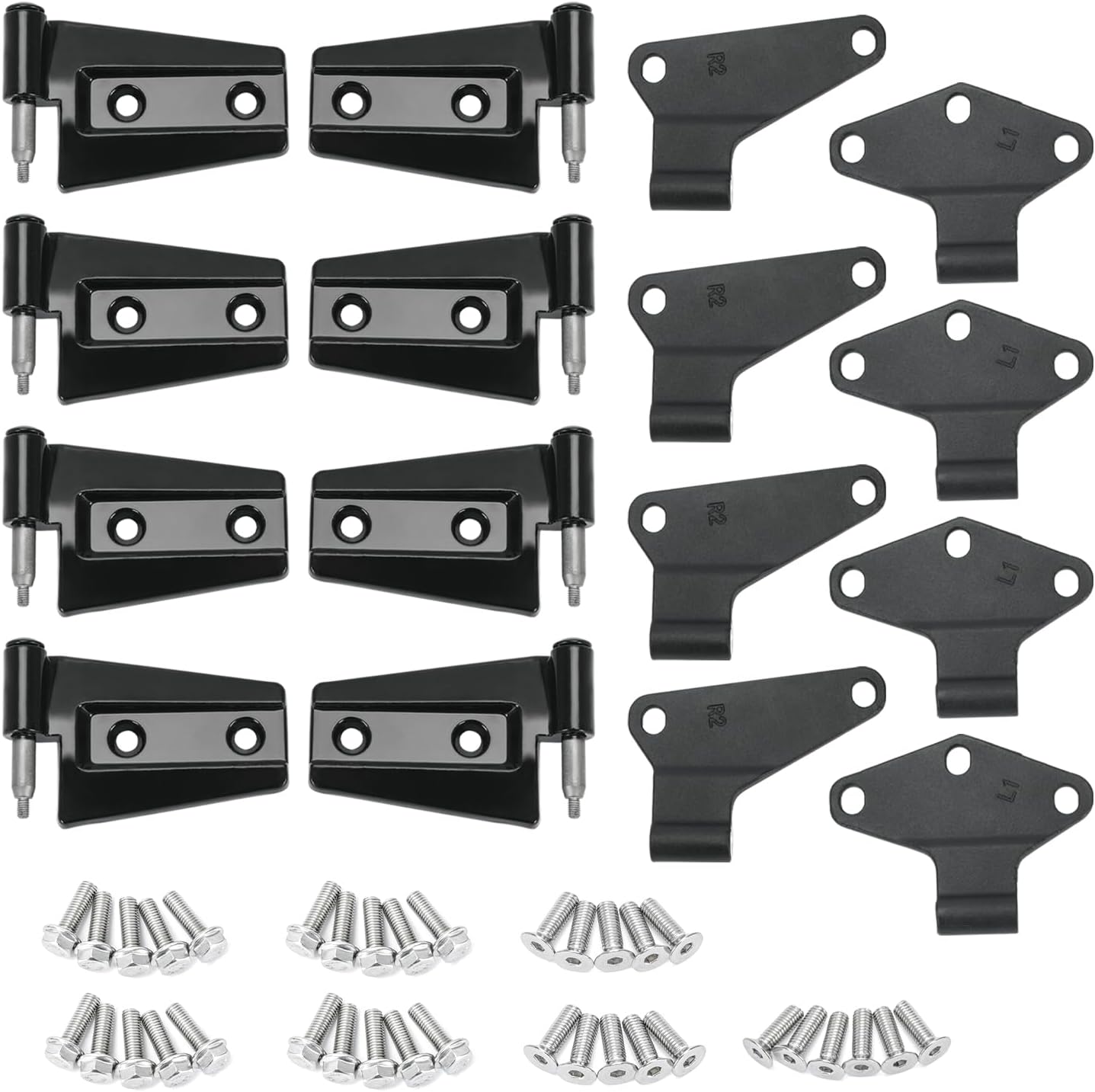 BRAND, CATEGORY, DOORS, PQY, 4 Door Hinge Assembly Kit Inner and Outer Door Hinges Set Compatible with Jeep JK Wrangler 2007-2018