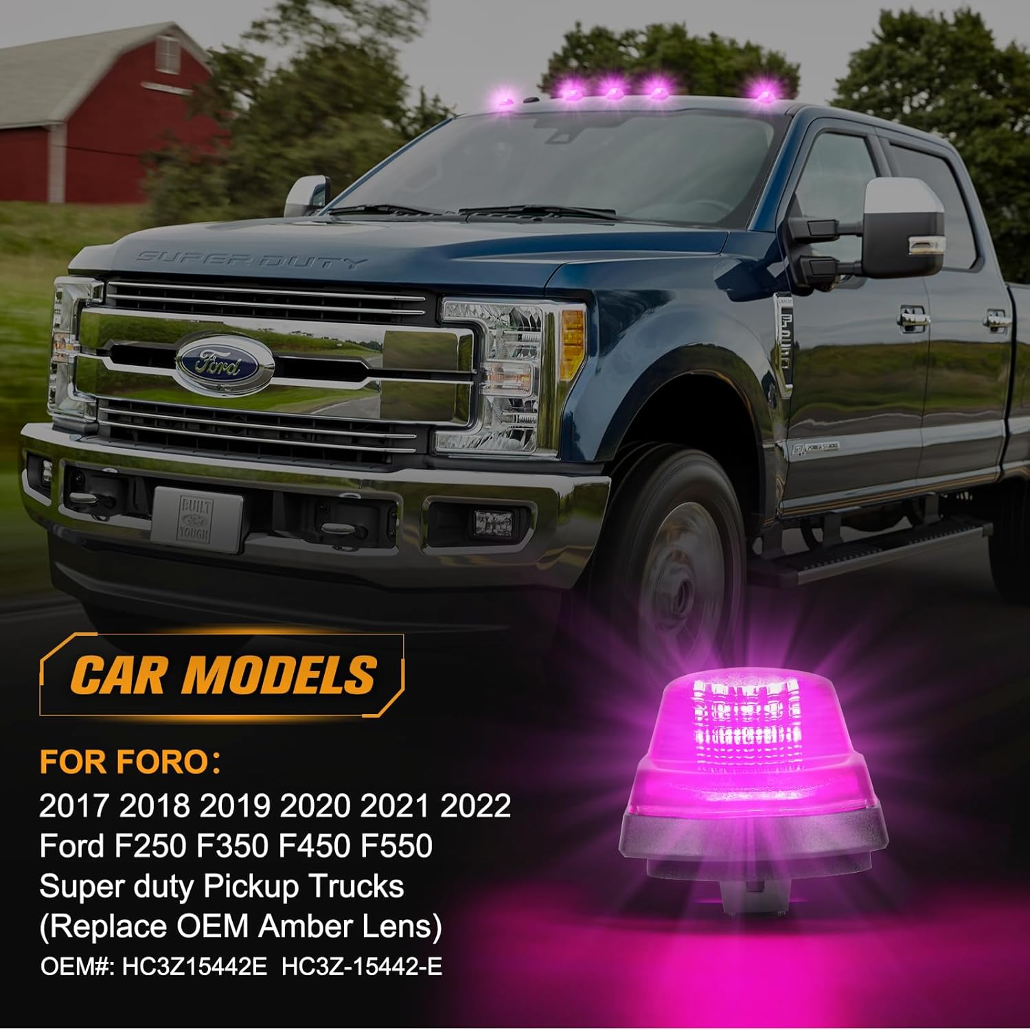 BRAND, CATEGORY, POPMOTORZ, TOP CLEARANCE MARKER ASSEMBLIES, 5PCS White LED Cab Roof Marker Light 18 LED Roof Top Clearance Lights,Cab Marker Lamp for 2017-2022 Ford F250 F350 F450 F550 Super Duty Led Roof Running Lights OEM# HC3Z15442E HC3Z-15442-E