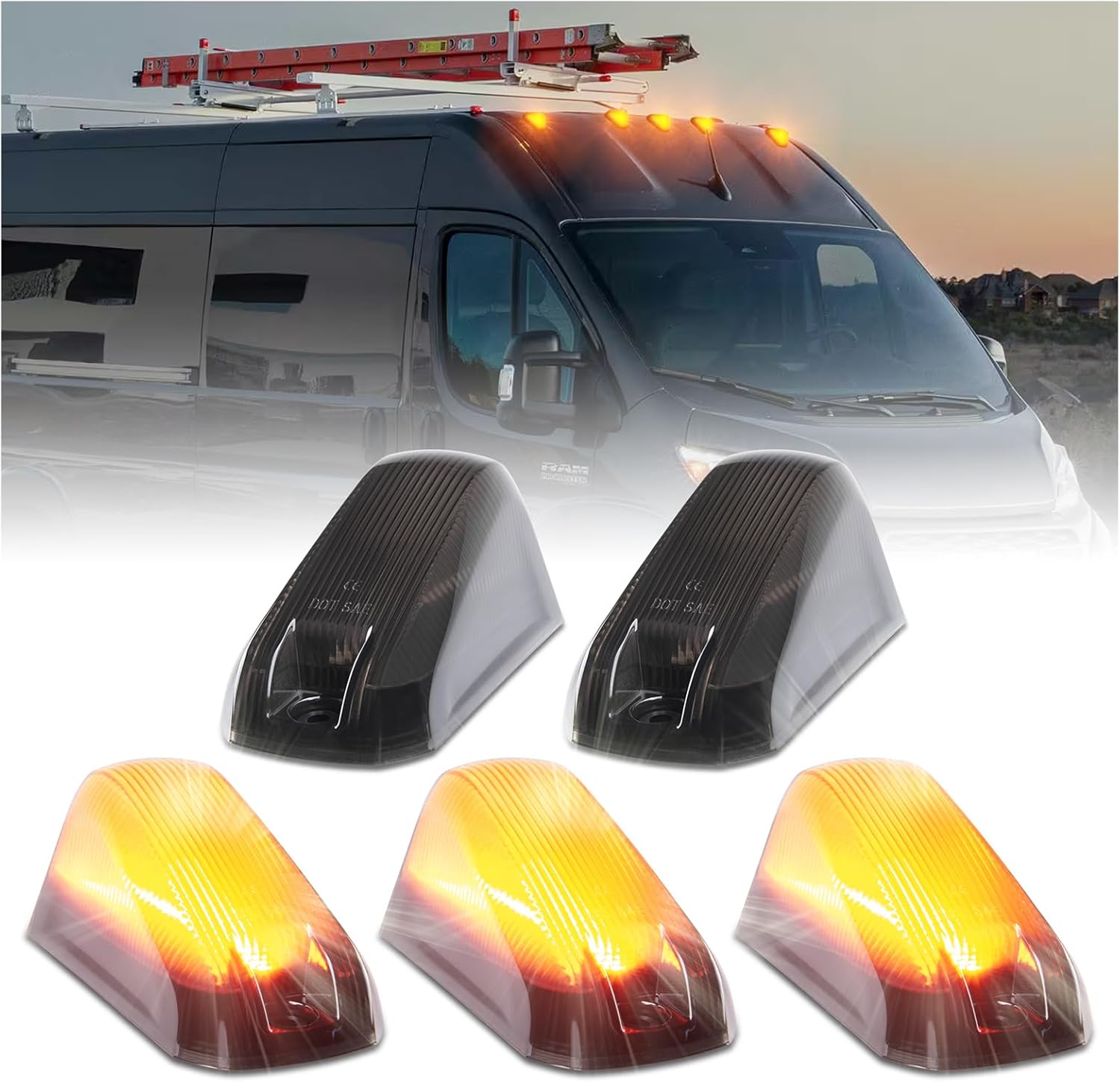 BRAND, CATEGORY, POPMOTORZ, TOP CLEARANCE MARKER ASSEMBLIES, 5pcs Cab Roof Marker Light 18 LED Amber Roof Top Clearance Lights,Cab Marker Light for 2014-2020 Dodge RAM PROMASTER 1500 2500 3500 Led Roof Running Lights, Pickup Trucks