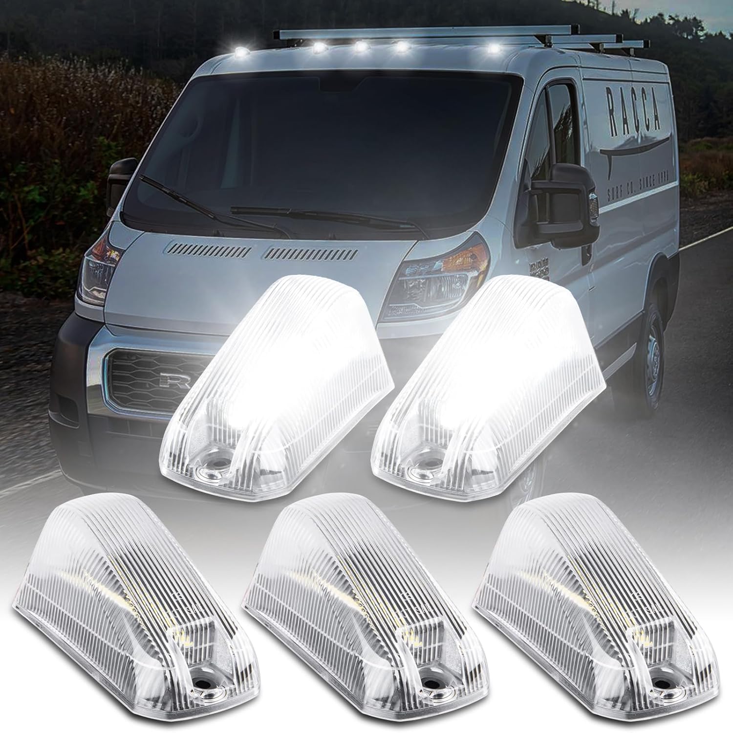 BRAND, CATEGORY, POPMOTORZ, TOP CLEARANCE MARKER ASSEMBLIES, 5pcs LED Cab Roof Light White Roof Top Clearance Lights,Cab Marker Light for 2014-2020 Dodge RAM PROMASTER 1500 2500 3500 Led Roof Running Lights, Pickup Trucks