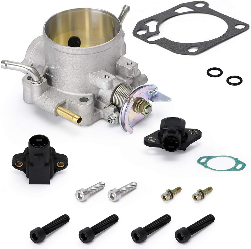 BRAND, CATEGORY, PQY, THROTTLE BODIES, 70MM Intake Manifold Throttle Body Kit with TPS & MAP Sensor Compatible with Honda B/D/H/F Series B16 B18 309-05-1050 309051050