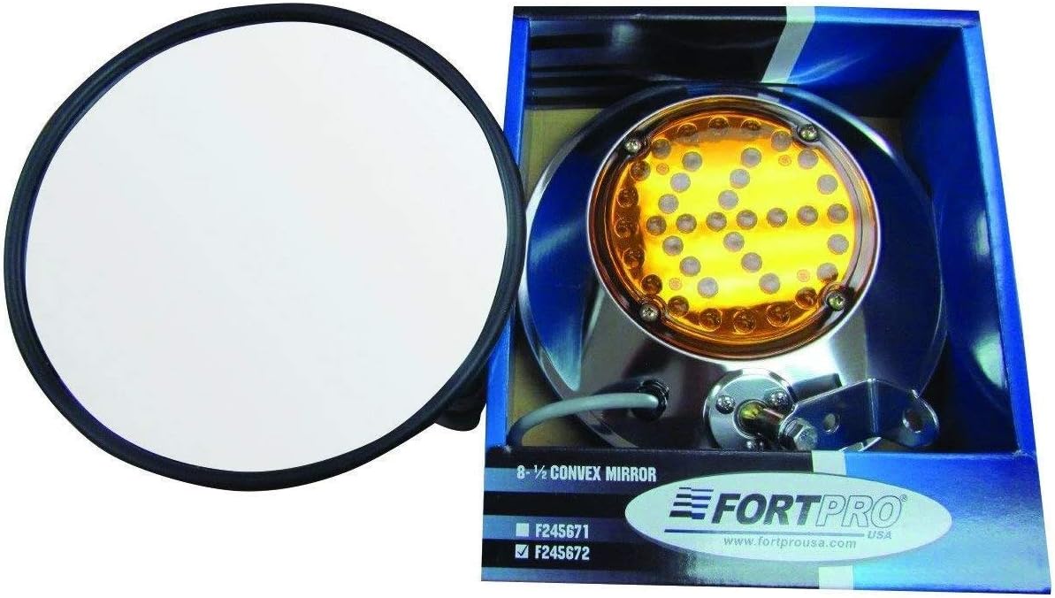 BRAND, CATEGORY, EXTERIOR MIRRORS, FORTPRO, 8 1/2" Convex Mirror Stainless Steel with LED Turn Signal - Passenger Side | F245671