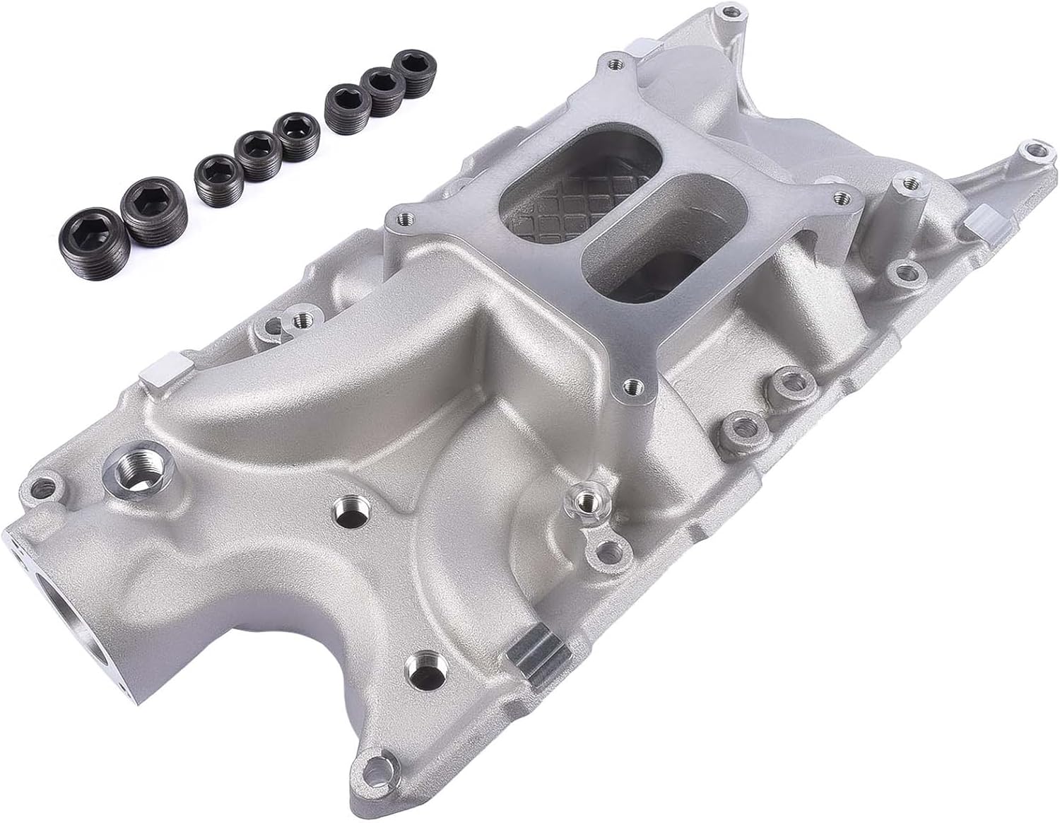 BRAND, CATEGORY, INTAKE MANIFOLDS, WEONEFIT, 84026 Aluminum Dual Plane Intake Manifold Replacement for Ford Small Block Windsor, 1962-1965 V8 4.3L/260, 1963-1969 V8 4.7L/289, 1968-2001 V8 5.0L/302