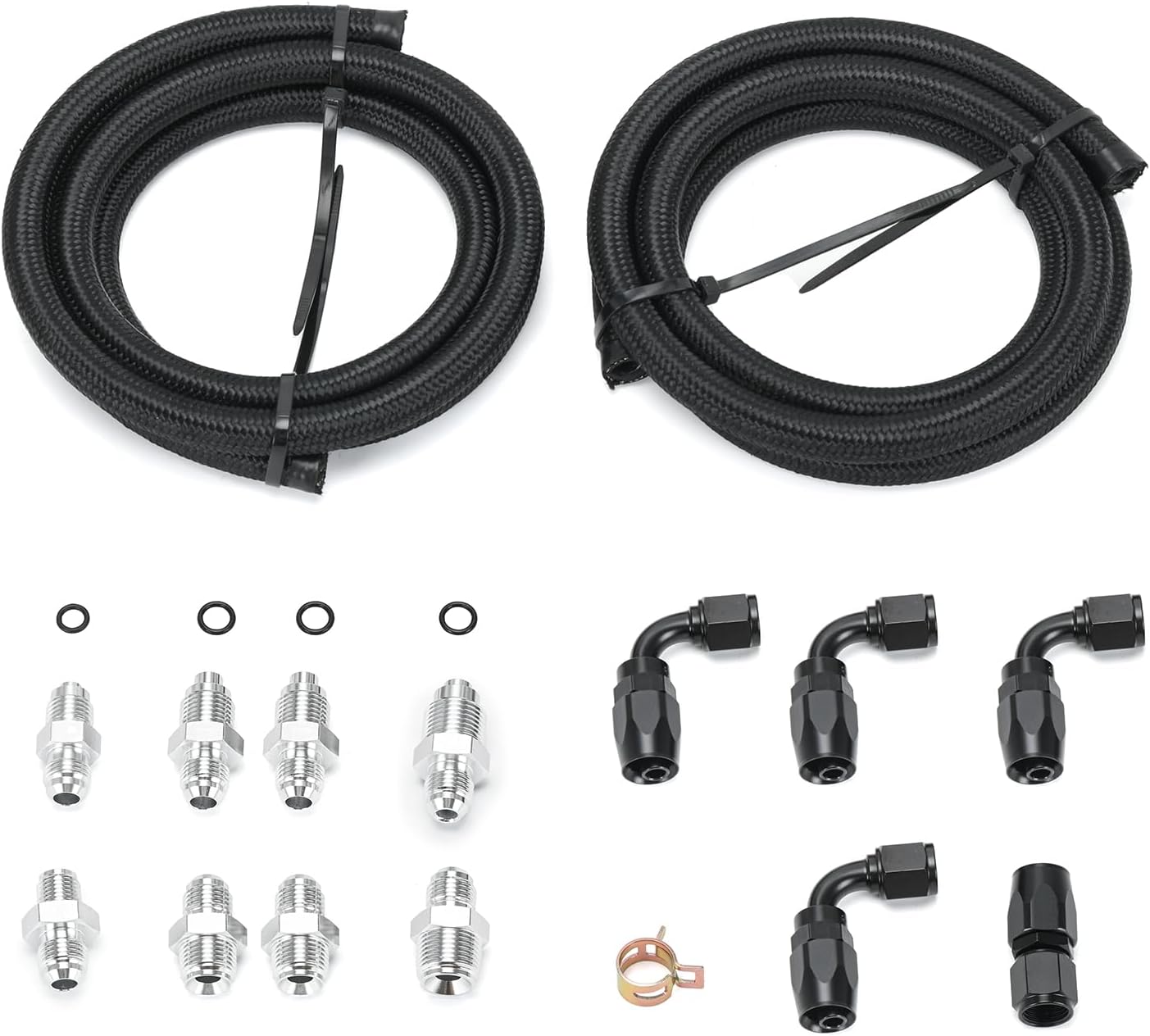 BRAND, CATEGORY, PQY, PRESSURE HOSES, AN6 Power Steering Pump Hose Fitting Kit Return to Reservoir Hose Kit for Pump Mount Reservoir Compatible with LS Swap LS1 LS3