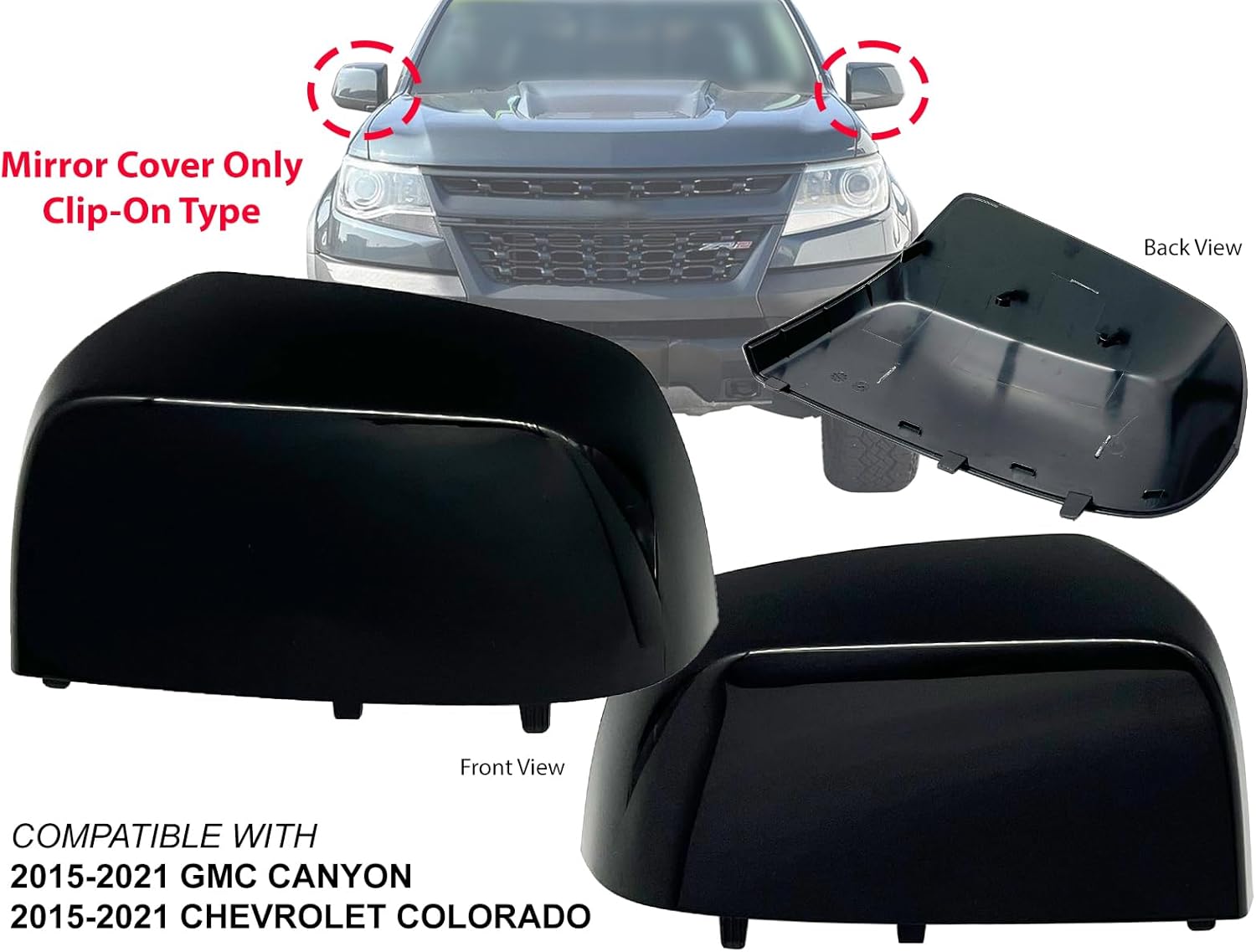 AUTO PARTS AVENUE, BRAND, CATEGORY, EXTERIOR MIRRORS, APA Replacement Paint to Match Black Mirror Cap Cover for 2015-2021 COLORADO CANYON Pickup Driver Left Side 23191153