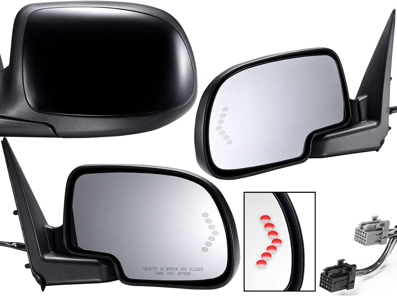 AUTO PARTS AVENUE, BRAND, CATEGORY, EXTERIOR MIRRORS, APA Replacement Rear View Mirror Power Folding Heated Signal Memory for 2003-2007 SILVERADO SIERRA TAHOE YUKON ESCALADE Passenger and Driver Pair