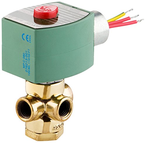 ASCO, BRAND, CATEGORY, SOLENOID VALVES, ASCO 8320G132-24/DC Brass Body Direct Acting General Service Solenoid Valve, 1/8" Pipe Size, 3-Way Normally Closed, Nitrile Butylene Sealing, 3/64" Orifice, 0.06 Cv Flow, 24V/DC