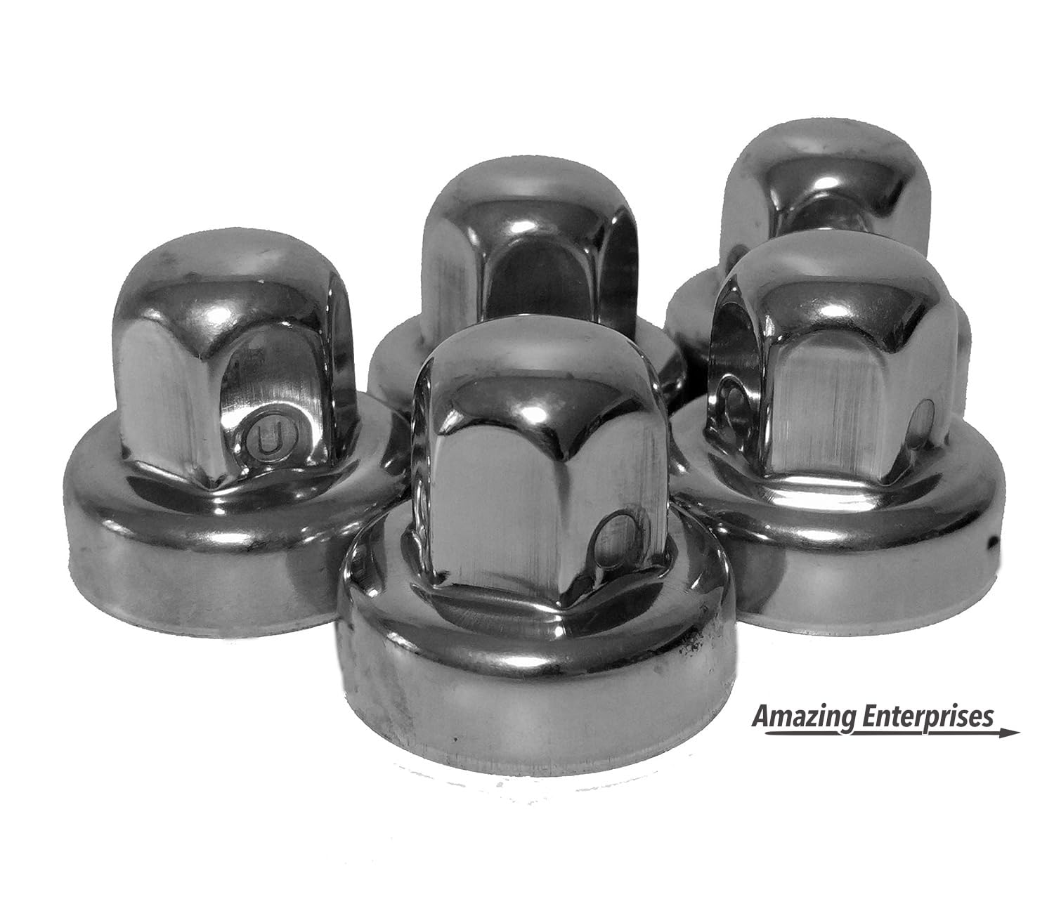 AMAZING ENTERPRISES, BRAND, CATEGORY, LUG NUTS, Alcoa, Lug Nut Covers, Caps (5 Pieces) Sprinter-Winnebago-Roadtrek-PleasureWay-Leisure Travel, Hide a Lug, 19mm, Stainless Steel, 000135, 000120, Set of 5 LugNuts, All Models: 2006 Through 2023