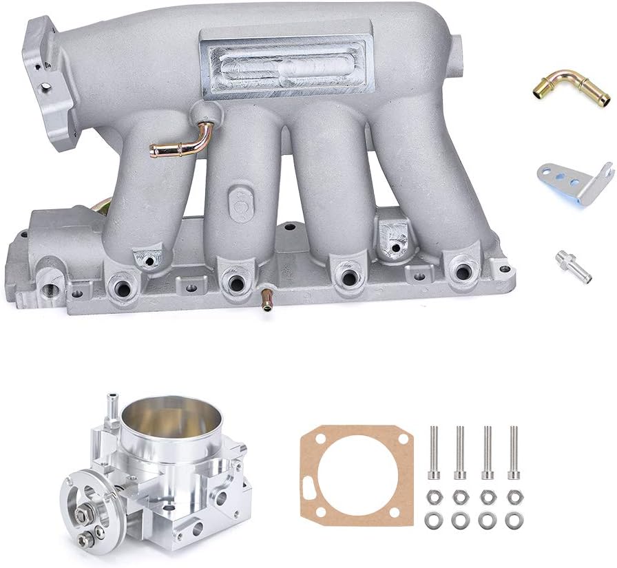 BRAND, CATEGORY, INTAKE MANIFOLDS, PQY, Aluminum Intake Manifold and Thottle Body Kit Compatible with Honda Civic Si K-series Engine 06-11 and TSX 04-08 Silver