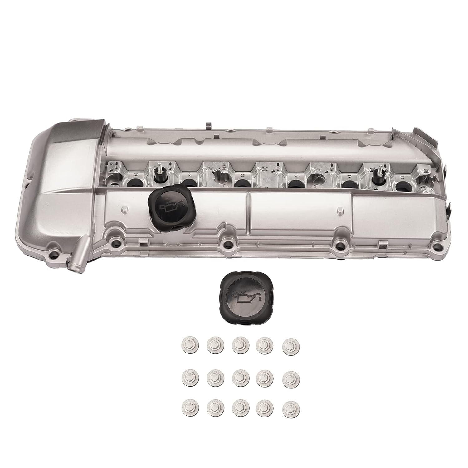 BRAND, CATEGORY, VALVE COVERS, WEONEFIT, Aluminum Valve Cover Replacement for BMW 323i 323Ci 325i 325Ci 328i 328Ci 330i 330Ci 330Xi 525i 528i 530i X5 Z3 M52 M54 2.5L 2.8L 3.0L (with Gasket & Bolts) 11121432928