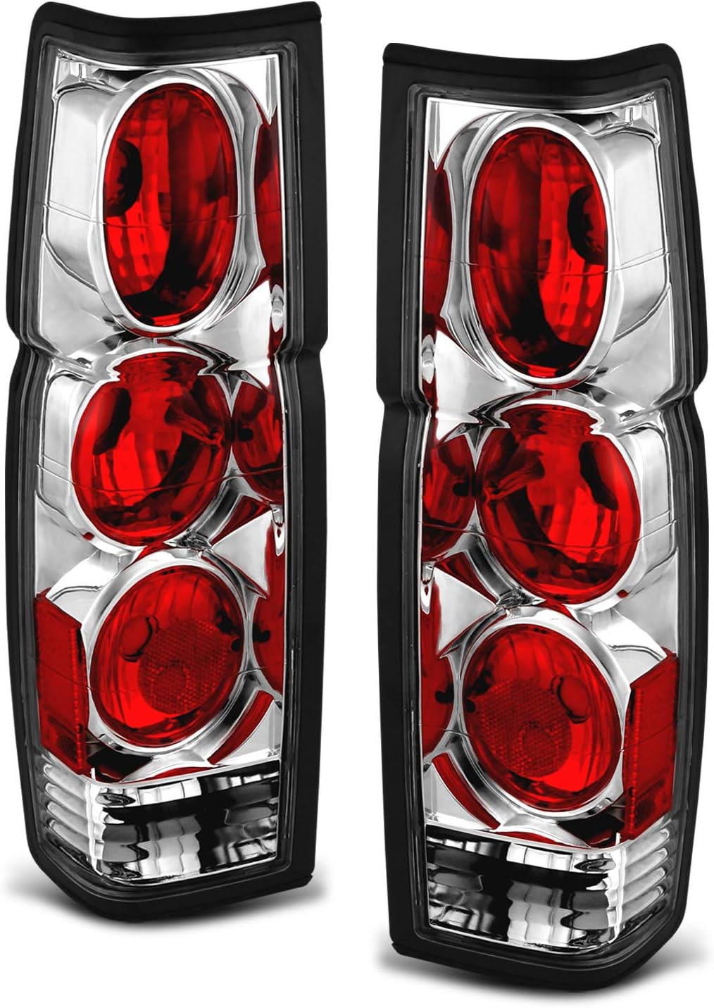 AMERILITE, BRAND, CATEGORY, TAIL LIGHT ASSEMBLIES, AmeriLite Black Replacement Brake Tail Lights Set For Hardbody D21 - Passenger and Driver Side