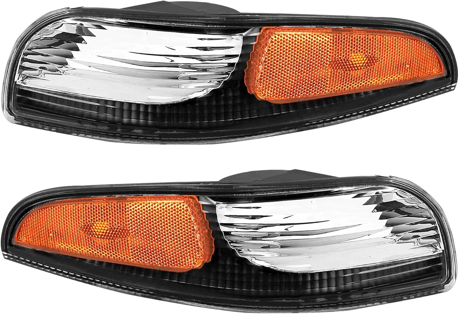 AMERILITE, BRAND, CATEGORY, PARKING LIGHT ASSEMBLIES, AmeriLite Black Replacement Bumper Parking Turn Signal Lights Set For Chevy Corvette - Passenger and Driver Side