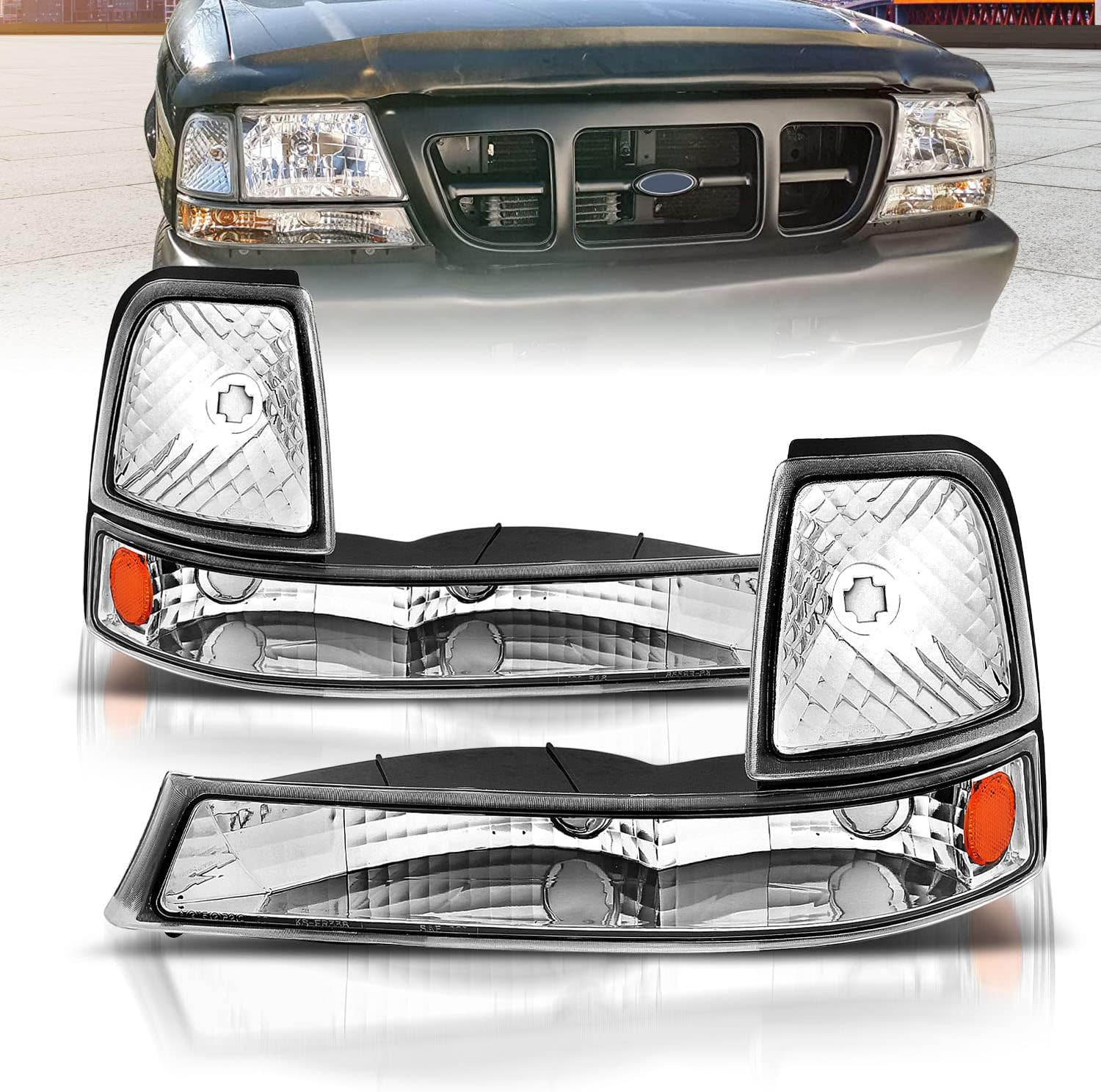 AMERILITE, BRAND, CATEGORY, SIDE MARKER ASSEMBLIES, AmeriLite Bumper Lights Euro Amber for Ford Ranger - Passenger and Driver Side