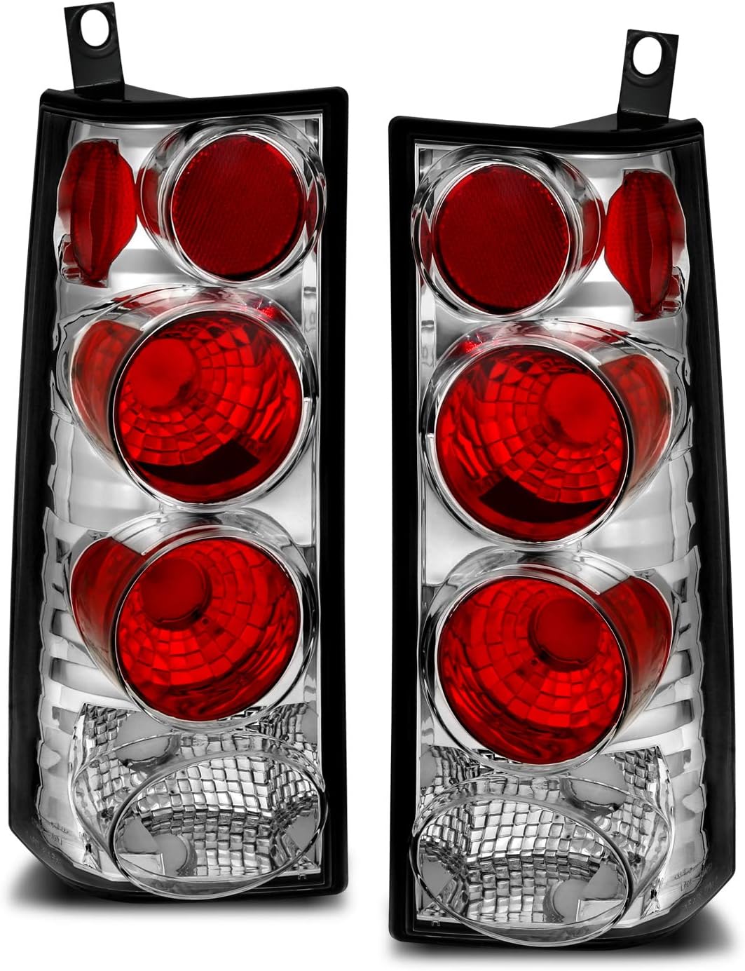 AMERILITE, BRAND, CATEGORY, TAIL LIGHT ASSEMBLIES, AmeriLite Halogen Taillights Assembly With Brake Lamps Replacement Set For 2003-2019 Chevy Express/GMC Savana Van Euro - Passenger and Driver Side, Vehicle Light Assembly, Black