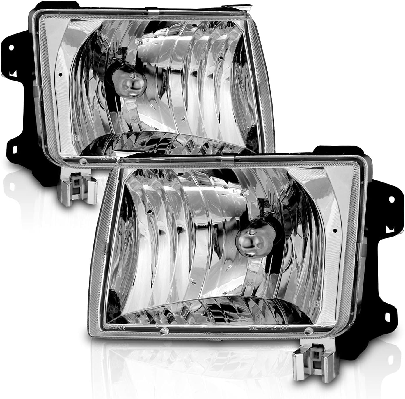 AMERILITE, BRAND, CATEGORY, HEADLIGHT ASSEMBLIES, AmeriLite for Nissan 1998-2000 Frontier / 2001 Xterra Crystal Clear Replacement Headlights Pair - Passenger and Driver Side