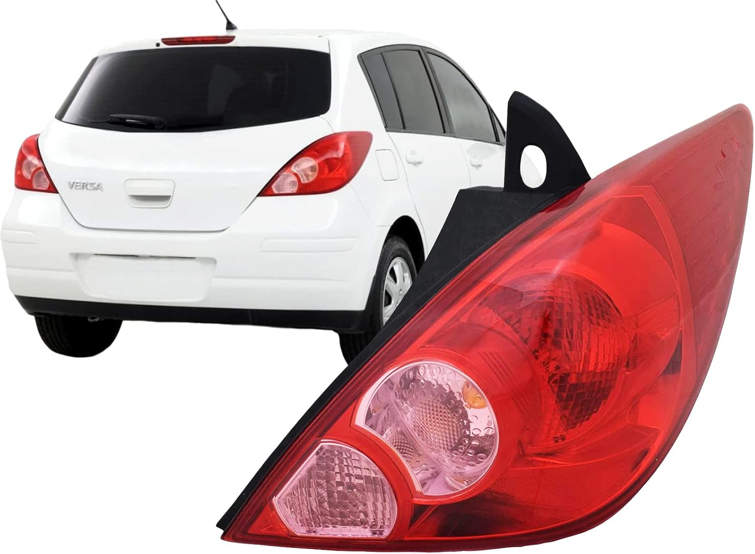 AUTO PARTS AVENUE, BRAND, CATEGORY, TAIL LIGHT ASSEMBLIES, Auto Parts Avenue APA Replacement Rear Lamp Tail Light for 2007 2008 2009 2010 2011 2012 Versa Hatchback with Bulbs Included Passenger Right Side 26550EM30A NI2801181C with CAPA Certified