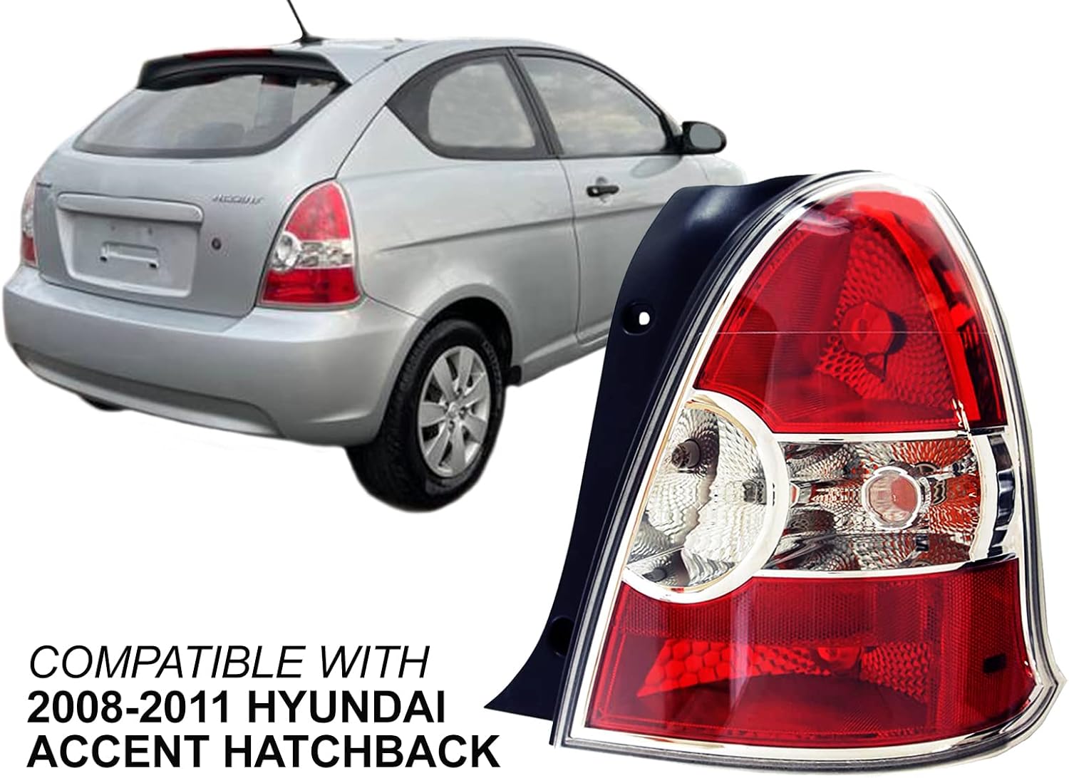 AUTO PARTS AVENUE, BRAND, CATEGORY, TAIL LIGHT ASSEMBLIES, Auto Parts Avenue APA Replacement for Rear Lamp Light 2008 2009 2010 2011 Accent Hatchback with Bulb Driver Left Side 924011E211 HY2800142