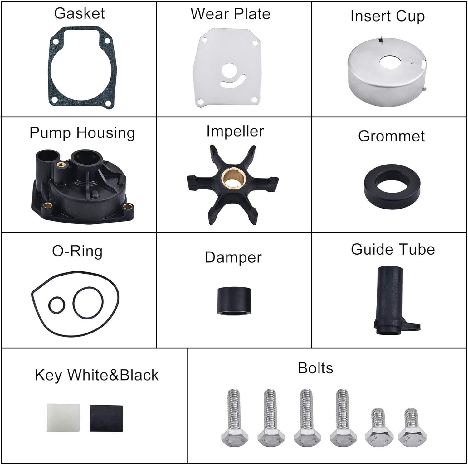 BDFHYK, BRAND, CATEGORY, WATER PUMPS, BDFHYK 18-3389 Water Pump Impeller Repair Kit for Johnson Evinrude (60, 65, 70, 75 HP) 432955 432956 Sierra 18-3389