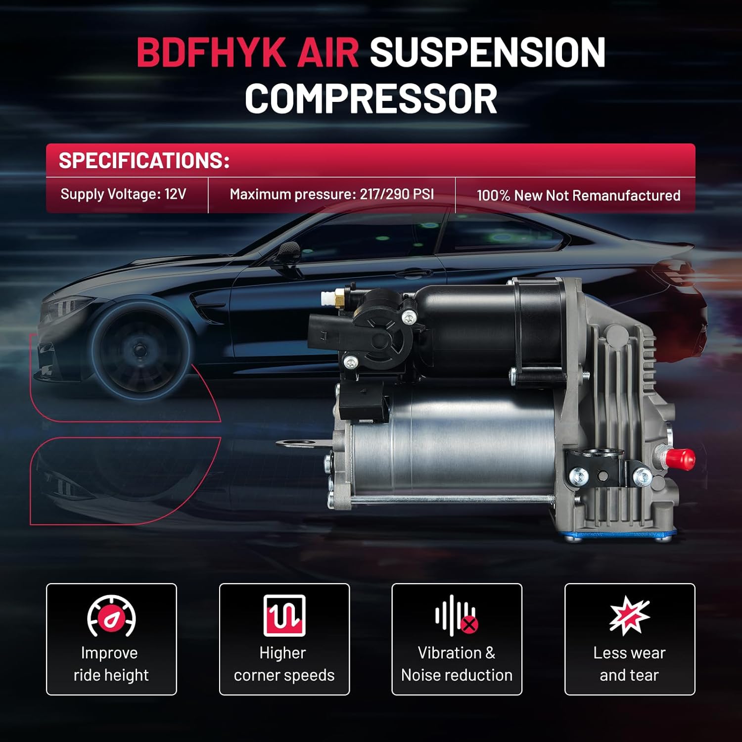 AIR SUSPENSION KITS, BDFHYK, BRAND, CATEGORY, BDFHYK Air Suspension Compressor Compatible with Mercedes-Benz GLE350 GL450 GLE350d GLE400 GLS450 GLE450 GLE400 ML350 ML550, OE 949-927 1663200104