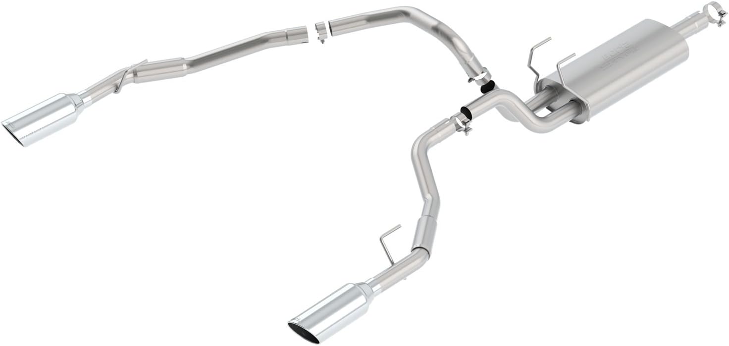 BORLA, BRAND, CAT-BACK SYSTEMS, CATEGORY, BORLA 140307 Cat-Back Perf. Exhaust Sys. for 2009 Dodge 1500 V8 & 2010-2018 Ram Classic 1500 V8 S-Type Sound T-304 Stainless Steel Dual Split Rear Exit Single 4" Round Chrome Tips Each Side