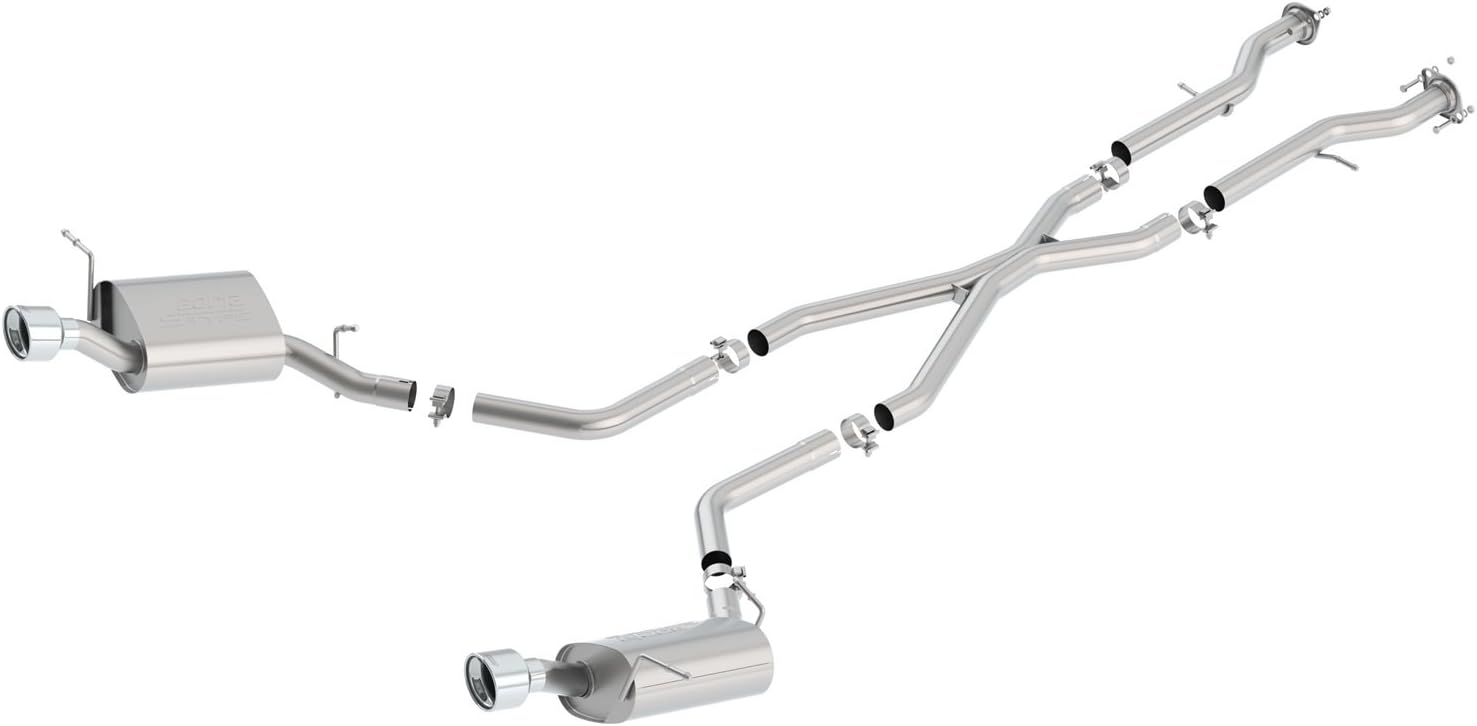 BORLA, BRAND, CAT-BACK SYSTEMS, CATEGORY, BORLA 140449 Cat-Back Performance Exhaust System for Dodge Durango R/T V8 T-304 Stainless Steel S-Type Sound Dual Split Rear Exit Single 4.5" Round T-304 Stainless Steel Tips On Each Side