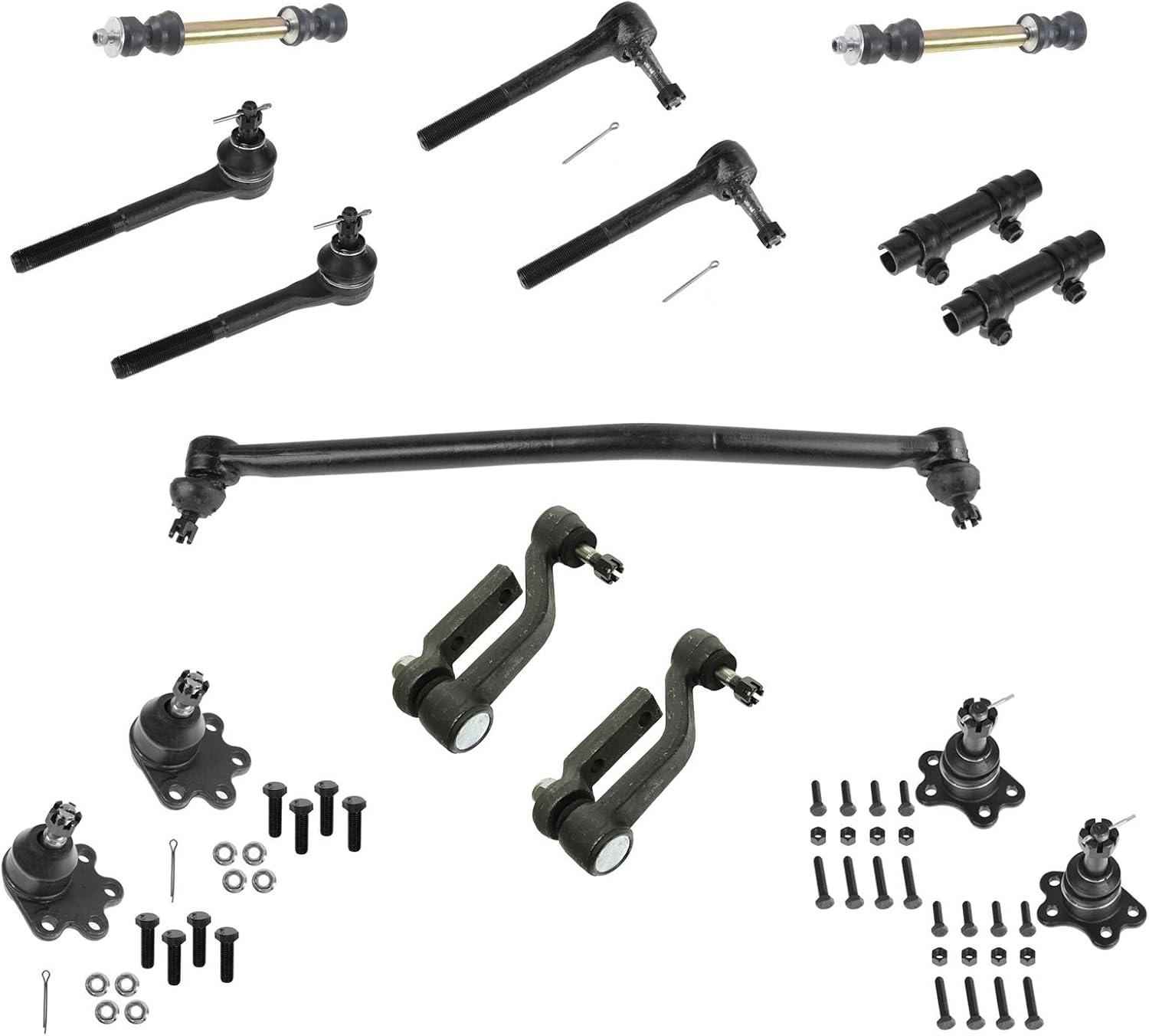 BRAND, CATEGORY, SAWYER AUTO, TIE ROD ENDS, Ball Joint Suspension Kit with Tie Rods - Front - 15 Piece Set - Mechanics Choice for 1990-2005 GMC Safari (AWD)