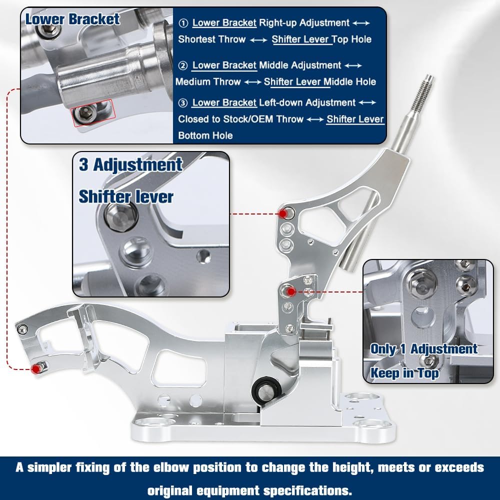 BRAND, CATEGORY, PQY, SHIFTERS, Billet Racing Short Shifter Box Set Compatible with RSX Type-S & K-Series Swap Civic/Integra