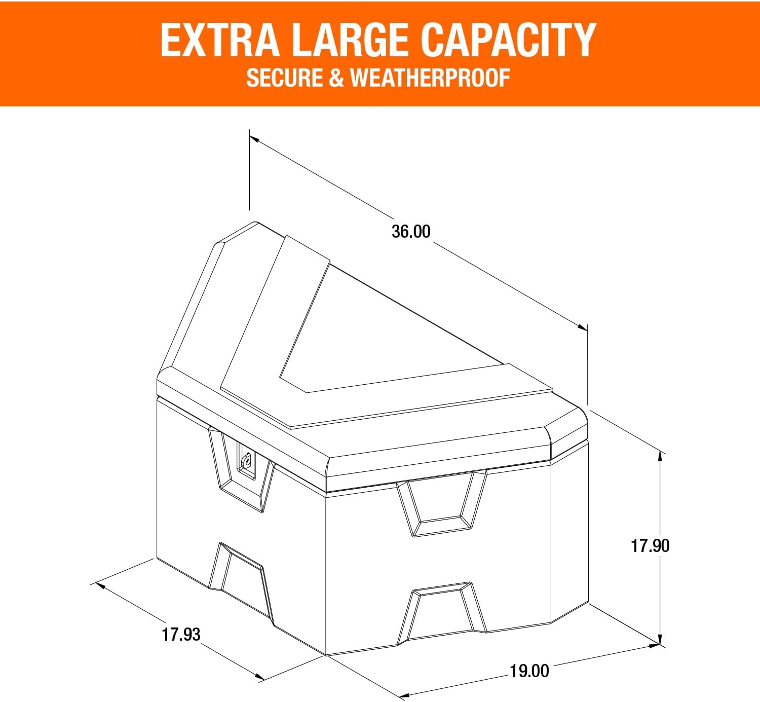 BRAND, BUYERS PRODUCTS COMPANY, CATEGORY, TRUCK BED TOOLBOXES, Buyers Products 1701680 Black Poly Trailer Tongue Truck Tool Cargo Storage Box,18 x 19 x 36 Inch, Made In The USA, Trailer Tongue Box For Storage And Organization, Trailer Storage Box