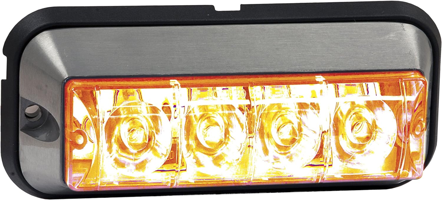 BRAND, BUYERS PRODUCTS COMPANY, CATEGORY, EMERGENCY STROBE LIGHTS, Buyers Products 8891006 4.875 Inch Clear Rectangular Strobe Light With 4 LED