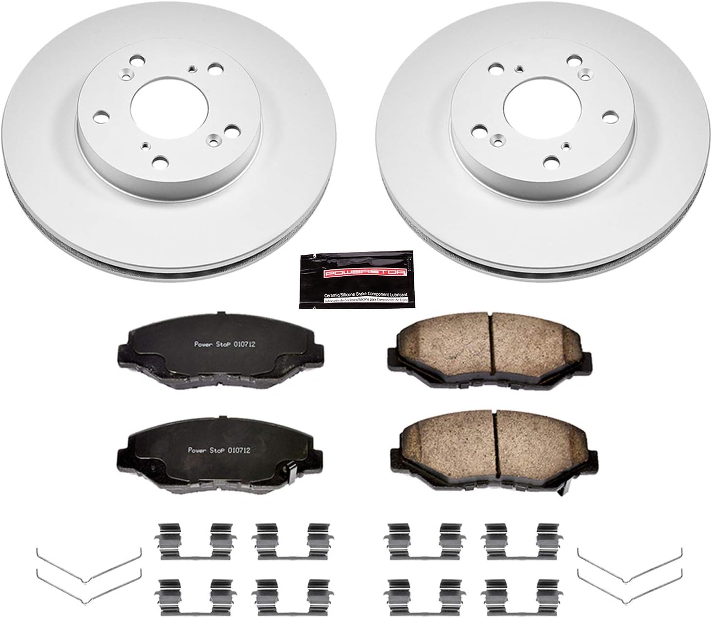 BRAKE KITS, BRAND, CATEGORY, POWER STOP, CRK1043 Front Coated Brake Rotors and Ceramic Brake Pads Brake Kit For 2003-2012 Honda Accord | 2013-2021 Civic | 2002-2004 CR-V | 2003-2011 Element [Application Specific]