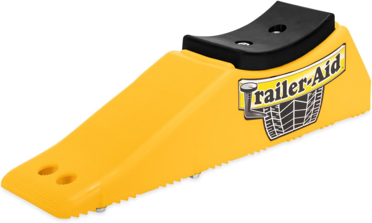 BRAND, CAMCO, CATEGORY, WHEEL IMMOBILIZERS & CHOCKS, Camco Trailer-Aid Plus - Tandem Trailer Ramp Provides 5 1/2" of Tire Lift — Great for RVs, Campers & More - Must Have Travel Trailer Accessories — Easy to Use, Yellow(21002)