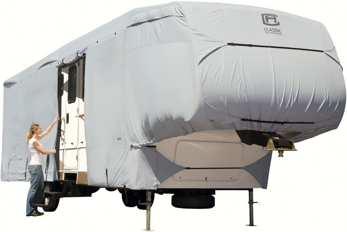 BRAND, CATEGORY, CLASSIC ACCESSORIES, RV & TRAILER COVERS, Classic Accessories Over Drive PermaPRO Extra Tall 5th Wheel Trailer Cover, Fits 37' - 41' RVs, RV Cover, Camper Cover, Travel Trailer Cover