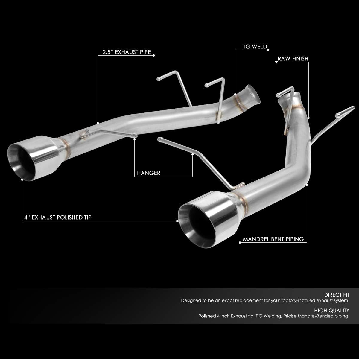 BRAND, CAT-BACK SYSTEMS, CATEGORY, DNA MOTORING, DNA MOTORING CBE-MU-FM11-37L Stainless Steel Cat Back Exhaust System [Compatible with 11-14 Ford Mustang 3.7L V6]