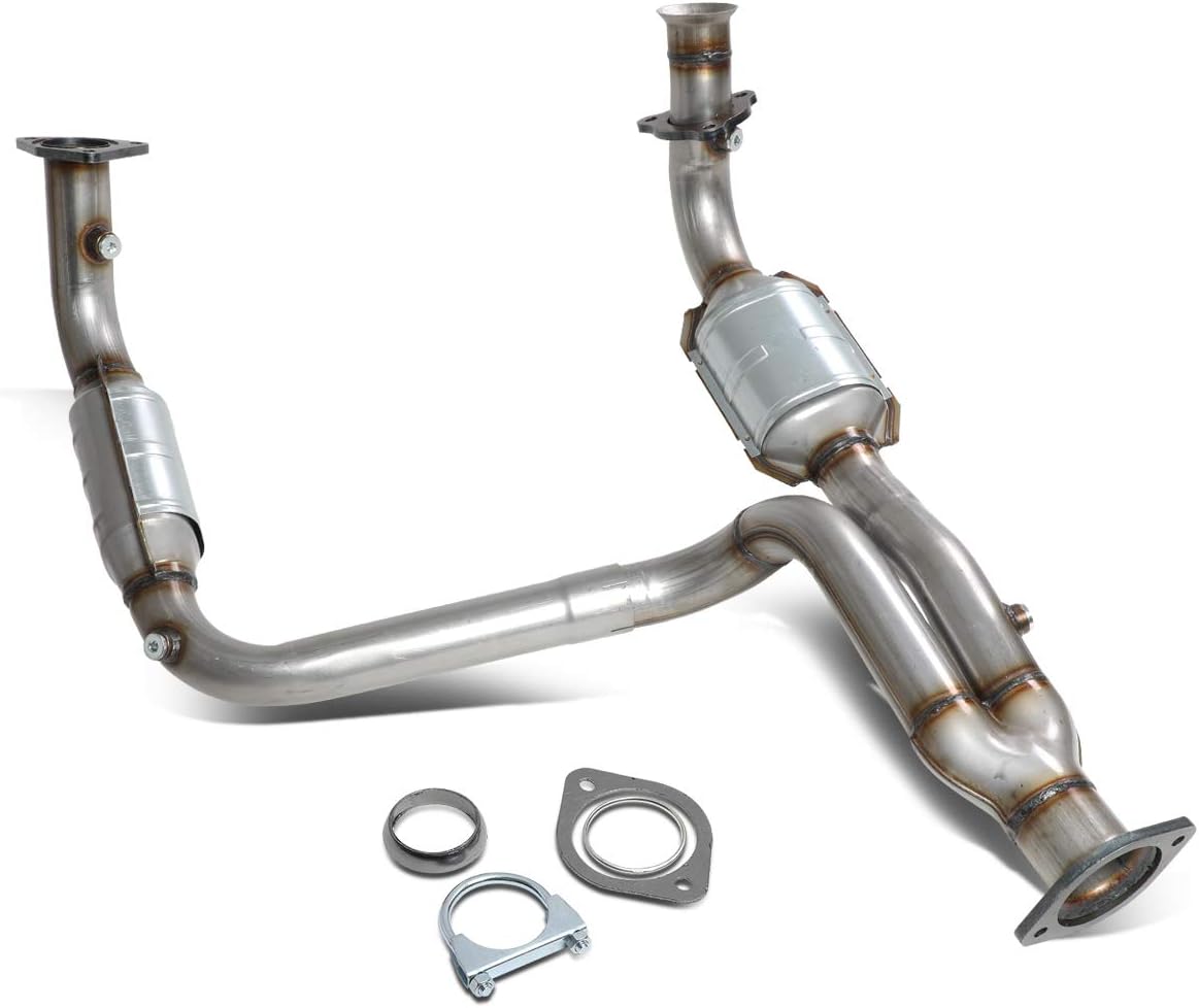 BRAND, CATALYTIC CONVERTERS, CATEGORY, DNA MOTORING, DNA MOTORING Factory Style Catalytic Converter Exhaust Y-Pipe ReplacementCompatible with 02-05 Escalade Avalanche 1500 4.3 4.8 5.3L, OEM-CONV-001