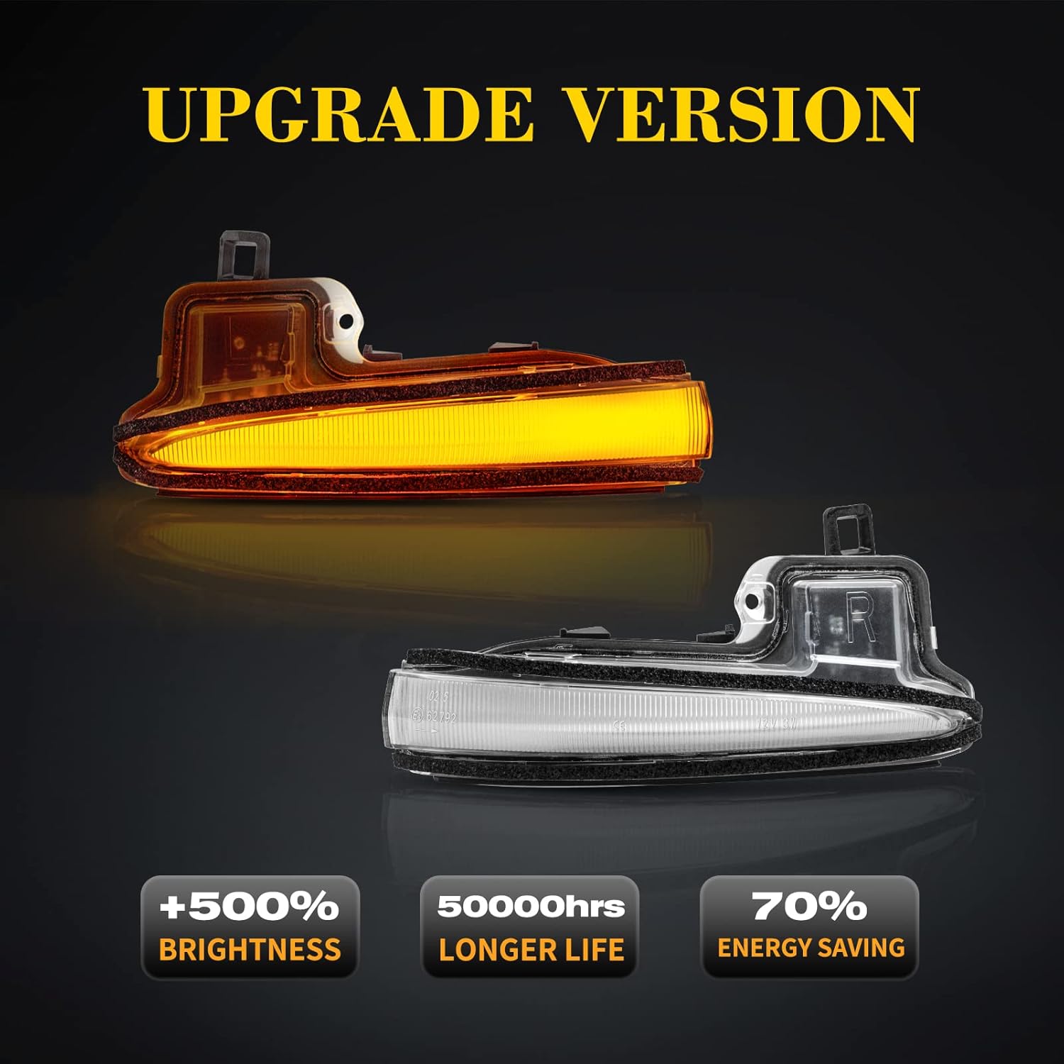 BRAND, CATEGORY, POPMOTORZ, SIDE MARKER & TURN SIGNAL COMBOS, Dynamic Sequential LED Turn Signal Lights Assembly Amber Rear View Side Mirror Marker Indicator lamps, forT-oyota Tacoma 2016-2022, RAV4 MK5 XA50 2019-2022, Highlander MK4 XU70 2020-2022