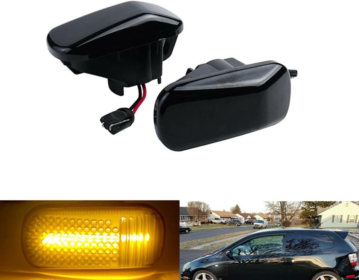 BRAND, CATEGORY, SIDE MARKER ASSEMBLIES, WINDTALKER, Dynamic Turn Signal Light 2 Pcs Car Amber Led Front Fender Side Marker Light Turn Signal Lamps for Civic for 2001-2009 34301-S5A-003 Mirror Indicators Light