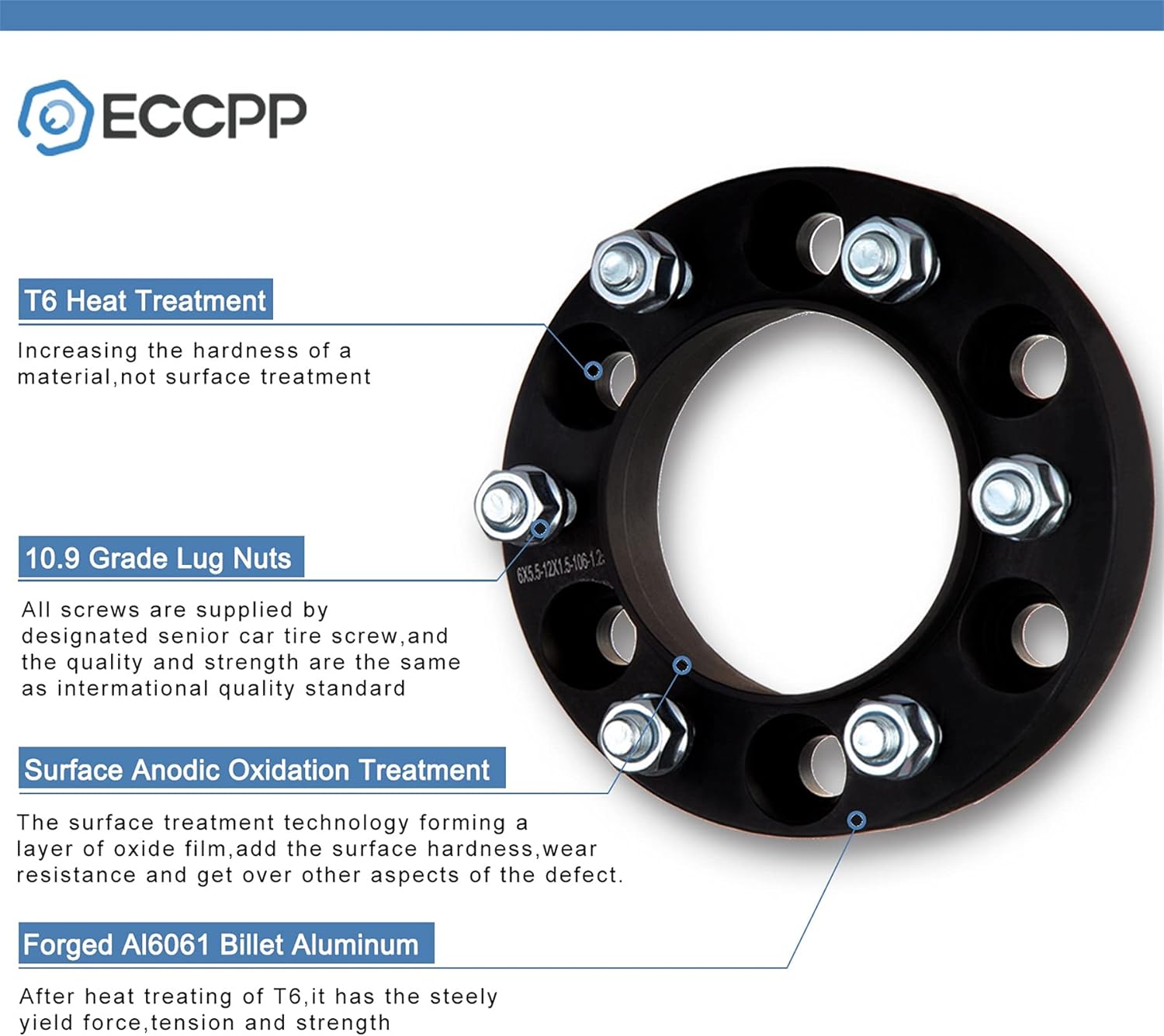 BRAND, CATEGORY, ECCPP, WHEEL ADAPTERS & SPACERS, ECCPP 2X 2 inch 8 lug Wheel Spacers Adapters 8x6.5 to 8x6.5 with 9/16 Thread 126.15mm for Dodge Ram 2500 3500 1994-2011 | for F250 F350 1988-1998| for Ford E-250 Econoline 1978-2002